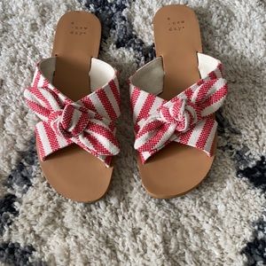 Red and White Bow Sandals